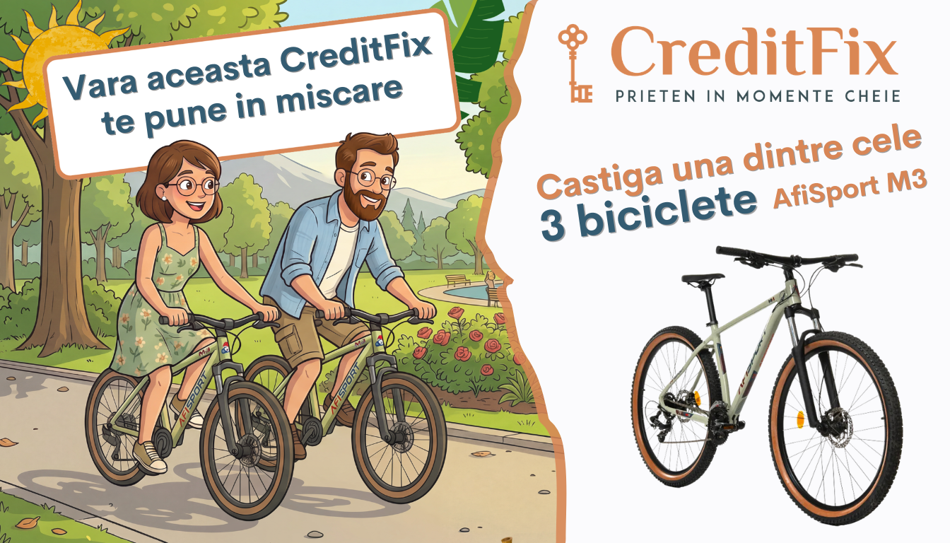 Vara aceasta, CreditFix te pune in miscare - Castiga una dintre cele 3 biciclete AfiSport M3