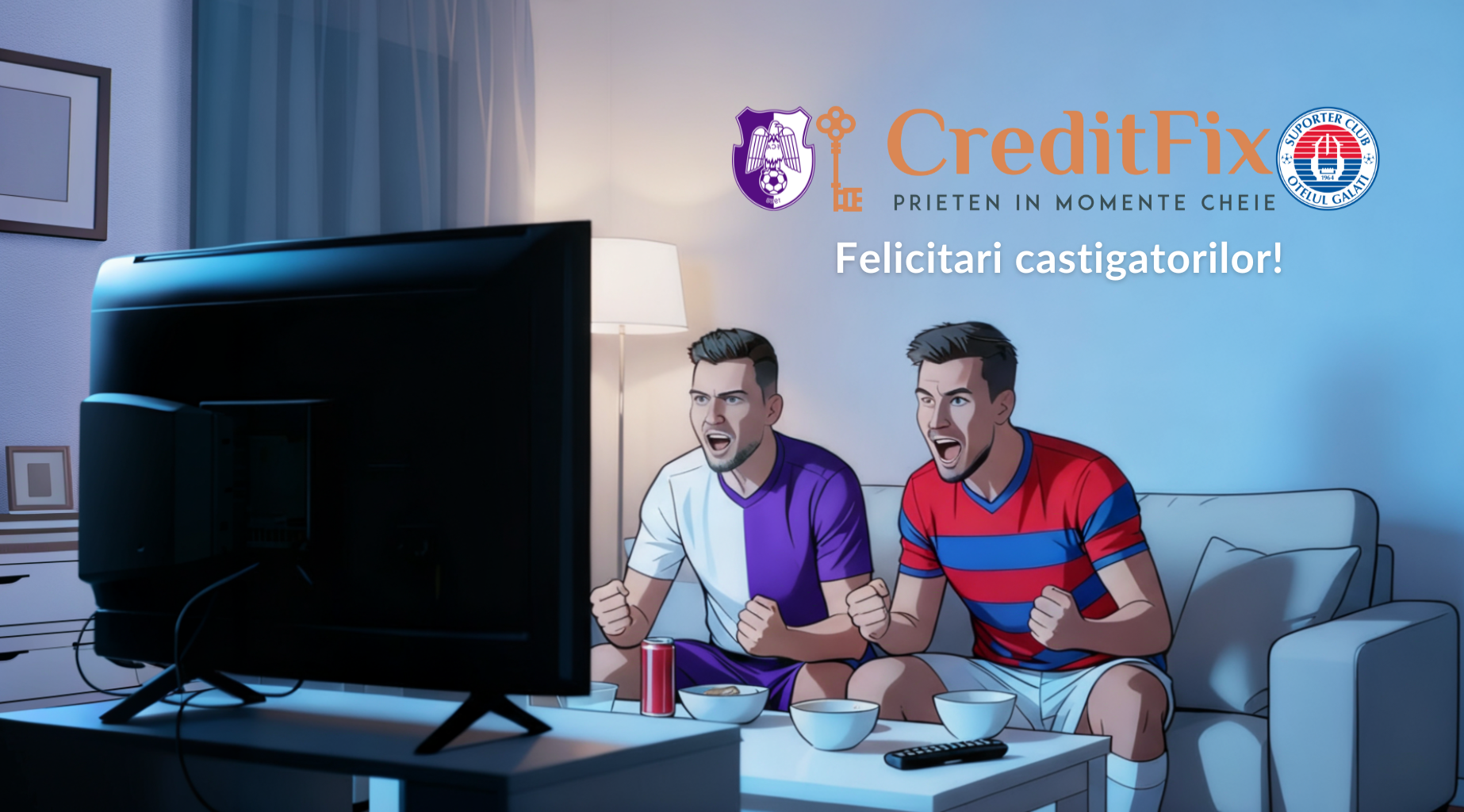 CreditFix - felicitari castigatorilor suporteri adevarati ai echipelor FC Arges si Otelul Galati
